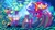 Size: 2048x1152 | Tagged: safe, artist:pocho22059768, knuckles the echidna, vector the crocodile, knuckles chaotix, 2026, abstract background, classic knuckles, classic sonic (universe), classic vector, clenched teeth, duo, eyes closed, holding something, male, pulling, ring, ring chain, running