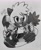 Size: 1670x2048 | Tagged: safe, artist:ch1b1k0, tangle the lemur, lemur, 2026, female, greyscale, looking at viewer, monochrome, pointing, signature, smile, solo, traditional media, wrapped in tail