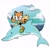 Size: 2048x2048 | Tagged: safe, artist:butterrrmoth, marine the raccoon, dolphin, raccoon, 2026, ambiguous gender, blushing, clouds, duo, female, literal animal, looking at viewer, mouth open, ocean, open smile, riding, riding on back, signature, smile, smiling at viewer, water, waving, waving at viewer