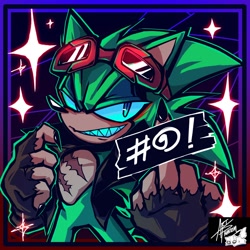 Size: 1200x1200 | Tagged: safe, artist:inkotal, scourge the hedgehog, middle finger