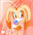 Size: 600x643 | Tagged: safe, artist:cha0zgallant, cream the rabbit, rabbit, abstract background, candy, cream's dress, dress, female, holding something, lollipop, looking offscreen, smile, solo