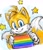 Size: 1491x1740 | Tagged: safe, artist:curly_quills, miles "tails" prower, fox, 2026, flag, gay pride, holding something, looking at viewer, male, movie style, pride, pride flag, pride month, rainbow flag, simple background, sketch, smile, solo, star (symbol), style emulation, white background