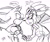 Size: 1200x1000 | Tagged: safe, artist:aoshibazakura95, mephiles the dark, silver the hedgehog, comic:tenebrae, sonic and the black knight, 2025, armor, blushing, duo, greyscale, hand on another's arm, japanese text, looking at each other, looking at them, monochrome, mouth open, simple background, sir galahad, sketch, white background