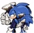 Size: 1024x1008 | Tagged: safe, artist:qqqufzr, sonic the hedgehog, hedgehog, the murder of sonic the hedgehog, 2026, alternate outfit, coat, duality, hat, lidded eyes, male, simple background, solo, standing, white background
