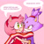 Size: 2000x2000 | Tagged: dead source, safe, artist:soniiiv, amy rose, blaze the cat, cat, hedgehog, 2026, amy x blaze, amybetes, blazebetes, blushing, cute, dialogue, duo, english text, female, hugging, lesbian, lesbian pride, long bacon, meme, pink background, pride, scarf, sharing a scarf, shipping, simple background, smile, speech bubble, text