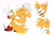 Size: 2048x1353 | Tagged: safe, artist:thatbirdguy_, miles "tails" prower, fox, 2026, angry, flat colors, frown, grin, looking back, looking down, looking offscreen, looking up, male, mouth open, open smile, posing, simple background, smile, solo, standing, standing on one leg, upside down, v sign, white background, wink