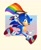 Size: 1675x2048 | Tagged: safe, artist:maira_noe_, sonic the hedgehog, hedgehog, 2026, flag, gay pride, holding something, lineless, male, pride, pride flag, pride month, progress pride, running, signature, smile, solo