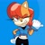 Size: 2048x2048 | Tagged: safe, artist:mdvoltage_, sally acorn, chipmunk, hybrid, squirrel, 2026, blue background, eye clipping through hair, female, grin, looking at viewer, pointing, sally's ringblader outfit, simple background, smile, smiling at viewer, solo, watermark, wink
