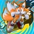 Size: 2048x2048 | Tagged: safe, artist:danthedj12, miles "tails" prower, fox, 2026, 3d, abstract background, clenched fists, fangs, looking at viewer, male, mouth open, smile, solo, sonic riders