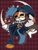 Size: 640x853 | Tagged: safe, artist:petscopmiju, abstract background, agender, agender soleil, crescent moon, cute, eyes closed, moon, outline, smile, soleil the sugar glider, soleilabetes, solo, solo agender, standing, sugar glider