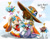 Size: 2048x1614 | Tagged: safe, artist:reezypuffz, cheese (chao), chocola (chao), cream the rabbit, vanilla the rabbit, chao, rabbit, 2026, cheeseabetes, chocolabetes, creamabetes, cute, dress, eyes closed, female, flower, group, hat, heart, kneeling, mother and child, mother and daughter, mother's day, quartet, ribbon, smile, standing, sun hat, vanillabetes
