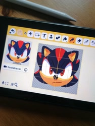 Size: 1536x2048 | Tagged: safe, artist:kobitachuart, shadow the hedgehog, 2026, frown, head only, looking at viewer, no outlines, solo, tomodachi life:living the dream