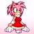 Size: 2048x2048 | Tagged: safe, artist:liquilv, amy rose, hedgehog, 2026, arm sleeves, blushing, breasts, ear piercing, earring, eyelashes, female, gradient background, looking offscreen, outline, redesign, smile, solo, standing