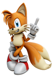 Size: 706x1002 | Tagged: safe, artist:raggedyslg3, artist:sab64, miles "tails" prower, 2026, 3d, hand on hip, looking at viewer, posing, simple background, smile, solo, standing, transparent background, wagging finger, wink