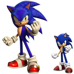 Size: 640x640 | Tagged: safe, artist:dokatzo, artist:infiniteanimator426, sonic the hedgehog, sonic forces, 3d, clenched fists, frown, looking offscreen, posing, redraw, reference inset, simple background, solo, transparent background