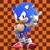 Size: 2048x2048 | Tagged: safe, artist:dancada, artist:hunicrio, sonic the hedgehog, 2023, 3d, checkered background, classic sonic, hand on hip, looking at viewer, orange brown checkerboard, smile, solo, standing, tapping foot, wagging finger