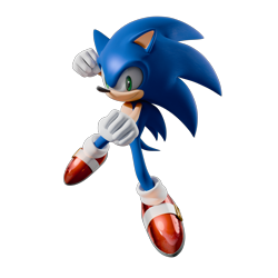 Size: 4000x4000 | Tagged: safe, artist:yosder-man, sonic the hedgehog, 2023, 3d, absurd res, clenched fists, looking at viewer, mid-air, redraw, simple background, smile, solo, sonic gems collection, transparent background