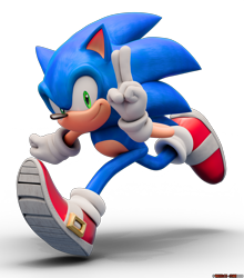 Size: 4400x5000 | Tagged: safe, artist:yosder-man, sonic the hedgehog, sonic r, 2026, 3d, absurd res, clenched fist, looking at viewer, redraw, running, shadow (lighting), simple background, smile, smiling at viewer, solo, transparent background, treads