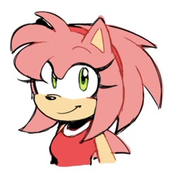 Size: 968x981 | Tagged: safe, artist:doriigs, amy rose, 2026, alternate hairstyle, bust, looking at viewer, simple background, smile, solo, white background