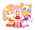 Size: 957x835 | Tagged: safe, artist:bowsaremyfriends, amy rose, cream the rabbit, rouge the bat, bat, hedgehog, rabbit, amy's halterneck dress, clothes, cream's dress, dress, female, gloves, looking at viewer, open mouth, rouge's heart top, shoes, simple background, standing, starry eyes, transparent background, trio, wingding eyes, wink