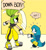 Size: 1900x2048 | Tagged: safe, artist:big-old-bee, kit the fennec, surge the tenrec, fox, tenrec, 2025, age difference, archie (comic), dialogue, down boy, duo, english text, exclamation mark, female, fennec, kitsurge, looking at each other, male, meme, pointing, shipping, speech bubble, straight, sweat, text