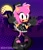 Size: 1729x2017 | Tagged: safe, artist:eddysmash2407, amy rose, hedgehog, 2024, abstract background, bow, double v sign, dress, eyelashes, female, gloves, goth, goth amy, goth outfit, gothic lolita, hat, lineless, lolita, looking at viewer, mary-janes, moon, no pupils, posing, shoes, smile, solo, sonic speed simulator, standing, v sign, watermark