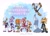 Size: 2048x1495 | Tagged: safe, artist:moonflo49912256, amy rose, blaze the cat, cream the rabbit, rouge the bat, tangle the lemur, tikal, whisper the wolf, bat, cat, echidna, hedgehog, lemur, rabbit, wolf, 2022, amy's halterneck dress, clothes, cute, dress, english text, eyes closed, female, females only, gradient background, group, hand on foot, lidded eyes, looking at viewer, mouth open, one fang, open smile, smile, tail stand, text, wink, women's day