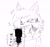 Size: 1966x1865 | Tagged: safe, artist:astral_wisp, whisper the wolf, wolf, 2026, black and white, chest fluff, claws, clothes, eyes closed, face piercing, female, jacket, kinsona, line art, lip peircing, microphone, monochrome, mouth open, nose piercing, open smile, piercing, signature, simple background, sketch, smile, solo, standing, tongue piercing, watermark, white background, zip