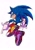 Size: 1446x2048 | Tagged: safe, artist:5d_yk5302, sonic the hedgehog, hedgehog, 2026, clenched teeth, from behind, looking at viewer, looking back, looking back at viewer, male, mid-air, pointing, posing, simple background, smile, soap shoes, solo, treads, white background