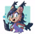 Size: 900x855 | Tagged: safe, artist:angiethecat, nicole the hololynx, lynx, 2026, archie sonic the hedgehog, deviantart watermark, digital static, female, looking at viewer, obtrusive watermark, open mouth, open smile, pointing, signature, smile, smiling at viewer, solo, watermark