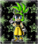 Size: 832x961 | Tagged: safe, artist:goddessprincesslulu, surge the tenrec, tenrec, abstract background, clothes, female, grin, idw sonic the hedgehog, looking at viewer, outline, pants, smile, smiling at viewer, solo, standing, star (symbol), white outline