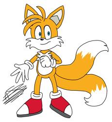 Size: 860x929 | Tagged: safe, artist:aso-designer, miles "tails" prower, fox, gloves, looking at viewer, male, shoes, simple background, smile, smiling at viewer, standing, transparent background