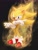 Size: 1536x2048 | Tagged: safe, artist:dokatzo, artist:thiyakk, sonic the hedgehog, super sonic, hedgehog, 2026, arms folded, aura, grey background, looking at viewer, male, pointing, simple background, smile, solo, standing, super form