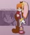 Size: 3397x3904 | Tagged: safe, artist:charmsterz, vanilla the rabbit, rabbit, alternate outfit, character name, echo background, female, hand on hip, lidded eyes, looking offscreen, smile, solo, text