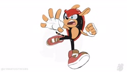 Size: 1920x1080 | Tagged: safe, artist:twincubcakes, mighty the armadillo, armadillo, 2026, colored sketch, fighting pose, looking offscreen, male, pose, simple background, sketch, solo, watermark, white background