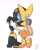 Size: 2550x3200 | Tagged: safe, artist:twincubcakes, cream the rabbit, gemerl, rabbit, 2026, child, clothes, dress, duo, eyes closed, female, hugging, robot, simple background, smile, watermark, white background