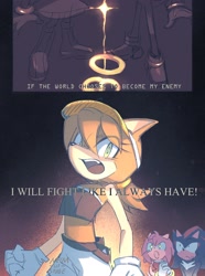 Size: 2500x3368 | Tagged: safe, artist:12neonlit stage, amy rose, shadow the hedgehog, hedgehog, 2026, comic, dialogue, english text, female, idw background character, looking at them, looking at viewer, male, ring, ring (jewelry), solo focus, sparkling eyes, sweatdrop, trio, unknown species, unnamed character