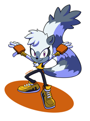 Size: 800x1067 | Tagged: safe, artist:rikdraws, tangle the lemur, 2018, arms out, looking at viewer, shadow (lighting), signature, simple background, smile, solo, white background