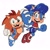 Size: 1422x1427 | Tagged: safe, artist:jadepesky, manik acorn, sonia acorn, chipmunk, hedgehog, 2026, brother and sister, child, duo, female, fist, holding hands, jumping, looking at viewer, male, open smile, parent:sally, parent:sonic, parents:sonally, redesign, siblings, simple background, smile, vest, white background, wholesome