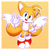 Size: 800x800 | Tagged: safe, artist:usv02, miles "tails" prower, fox, greeting, looking at viewer, male, open mouth, open smile, outline, simple background, smile, smiling at viewer, solo, standing, white outline