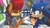 Size: 4096x2299 | Tagged: safe, artist:o_azul35, sally acorn, sonic the hedgehog, chipmunk, hedgehog, 2026, alternate version, apotos, blushing, building, clothes, dating simulator, daytime, duo, english text, eyes closed, fake screenshot, female, grin, holding hands, looking at each other, male, sally x sonic, sally's vest and boots, shipping, smile, smiling at each other, standing, straight, vest