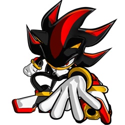 Size: 1080x1080 | Tagged: safe, artist:kinetiklite, shadow the hedgehog, hedgehog, clenched fist, looking at viewer, male, reaching towards the viewer, simple background, solo, white background
