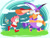 Size: 1564x1200 | Tagged: safe, artist:tormastorm, amy rose, big the cat, cheese (chao), cream the rabbit, chao, 2026, agender, amybetes, bigabetes, blushing, cheeseabetes, clothes, clouds, creamabetes, cute, daytime, female, frown, grass, group, heart, heart eyes, heart tongue, holding something, male, mouth open, net, neutral chao, no outlines, outdoors, riding on shoulders, smile, standing, summer, team rose, walking
