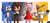 Size: 1321x605 | Tagged: safe, artist:jocelynminions, amy rose, miles "tails" prower, shadow the hedgehog, sonic the hedgehog, fox, hedgehog, amy's halterneck dress, clothes, dress, female, looking at viewer, male, open mouth, open smile, outline, smile, smiling at viewer, white outline