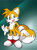 Size: 1280x1746 | Tagged: safe, artist:yenristar, miles "tails" prower, 2019, gradient background, mouth open, open smile, smile, solo, speedpaint in description, standing, youtube link in description