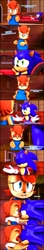 Size: 728x4096 | Tagged: safe, artist:pixelrush, sally acorn, sonic the hedgehog, chipmunk, hedgehog, 2023, 3d, blender, clothes, comforting, comic, couch, dialogue, dress, duo, english, fat sally acorn, female, indoors, looking at each other, male, sally x sonic, shipping, sitting, straight