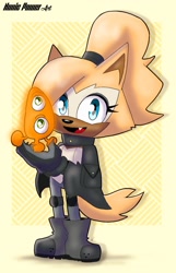 Size: 1084x1686 | Tagged: safe, artist:nonicpower, whisper the wolf, wisp, wolf, 2025, abstract background, cute, duo, female, looking at viewer, one fang, open mouth, open smile, pose, smile, smiling at viewer, standing