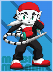 Size: 560x756 | Tagged: safe, artist:joeadok, jian the tiger, 2021, alternate universe, au:mobius megamix (joeadok), cybernetic, english text, female, fighting pose, looking at viewer, pose, solo, tiger