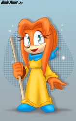 Size: 1076x1716 | Tagged: safe, artist:nonicpower, mari-an, echidna, 2024, abstract background, female, holding something, looking at viewer, open mouth, open smile, pose, smile, smiling at viewer, solo, sparkles, standing, weapon