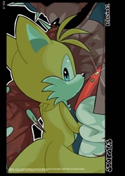 Size: 570x800 | Tagged: safe, artist:lckrio01, miles "tails" prower, sonic the hedgehog, oc, oc:sonic.exe, fox, hedgehog, 2026, black sclera, duo male, gay, looking at viewer, male, outline, shipping, sonic x tails, sonic.exe x tails